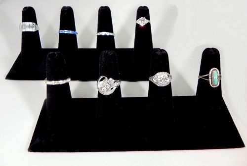 Two 4-Finger Ring Displays Black velvet  jewelry
