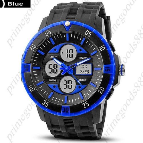 50 M Water Proof Analog Digital Date LED Wrist Sports Wristwatch Men&#039;s Blue