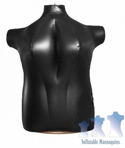 Inflatable Female Torso, Plus Size 2X, Black And Wood Table Top Stand, Brown