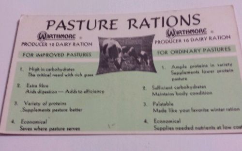 Wirthmore Feed cattle pasture rations 1940&#039;s dairy