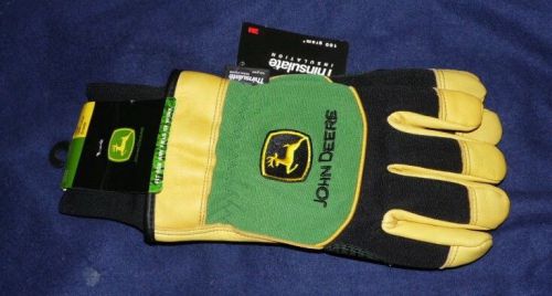 John deere insulated men&#039;s deerskin gloves size large 100 gram thinsulate nwt for sale