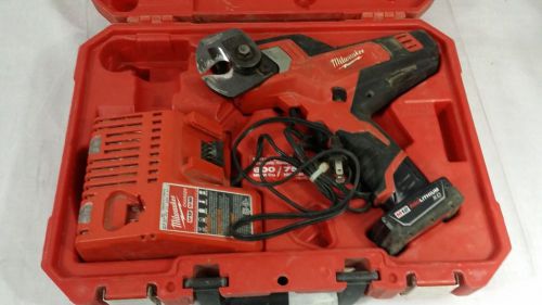 Used Milwaukee 2472-20 M12 600 MCM Cable Cutter Kit With Case &amp; Charger Box 5