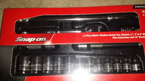 Snap-on metric shallow socket set plus extensions and 12 breaker bar