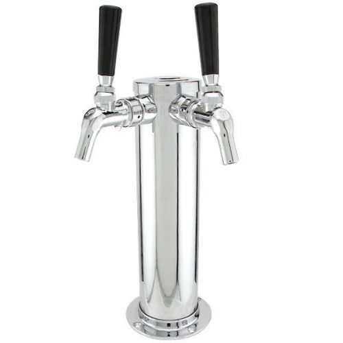 Double tap draft beer tower - stainless steel - with perlick perl 630ss faucets for sale