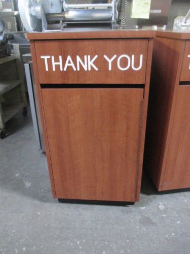 Restaurant Wood Trash Can/Receptacle &#034;Thank You&#034; Swing Door (no liner can) #1