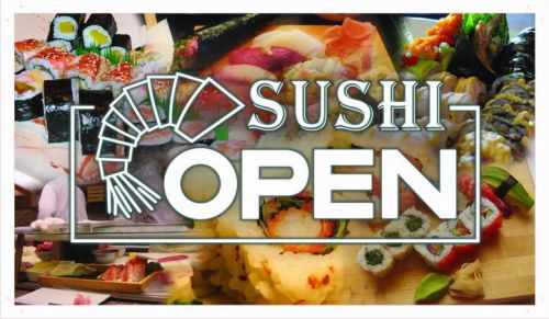 ba027 OPEN Sushi Bar Japanese Food Banner Shop Sign