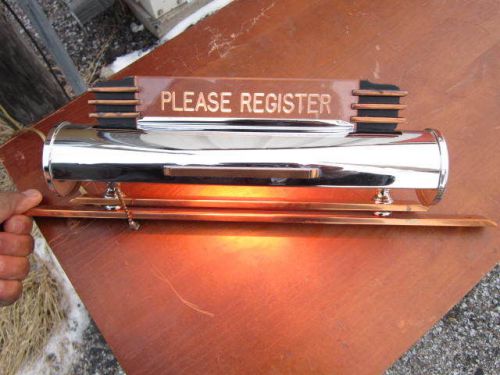 Art Deco Funeral PLEASE REGISTER Lighted Sign Light Copper &amp; Chrome Restaurant