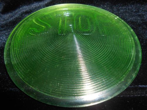Green Vaseline glass Stop Light Lens Elevator car truck signal / uranium traffic