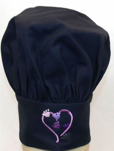 Navy Paw Prints &amp; Heart Chef Hat Child Size Kitty Kitten Cat or Puppy Dog NWT