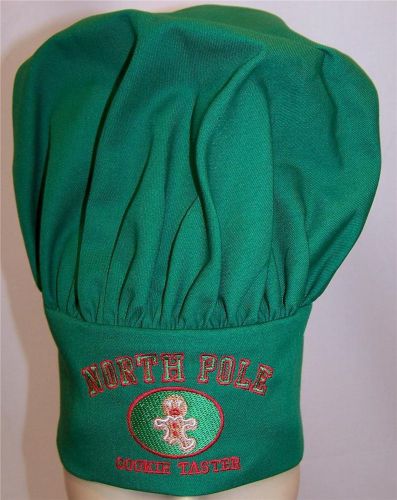 North Pole Cookie Taster Green Adjust Child Chef Hat Santa&#039;s Christmas Helper