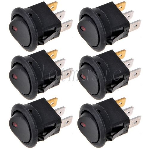 6*Snap In Round LED Rocker Indicator Switch 3 Pin On/Off