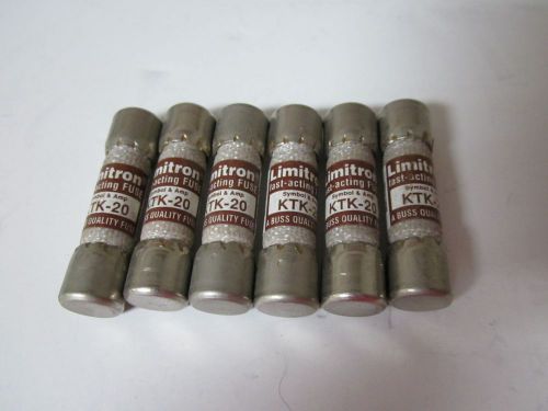 LOT OF 6 COOPER BUSSMANN KTK-20 FUSE NEW NO BOX