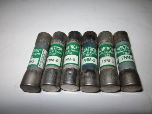Lot of 6 cooper bussmann fnm-5 fuse new no box for sale