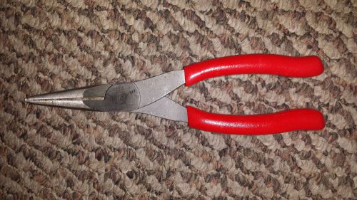 Snap-On long Needle nose pliers,96CF  red soft grip handles, 8&#034; long, BRAND NEW!