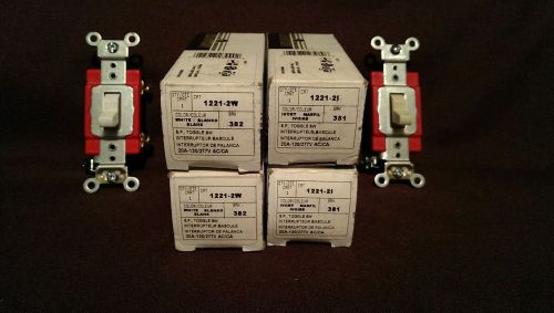 1221-2I , 1221-2W Leviton Ivory and White Toggle Switches 20A 120/277