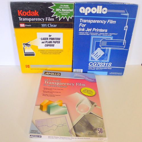 Lot of Apollo and Kodak Transparency Film Appx 200 Sheets Laser and Ink Jet