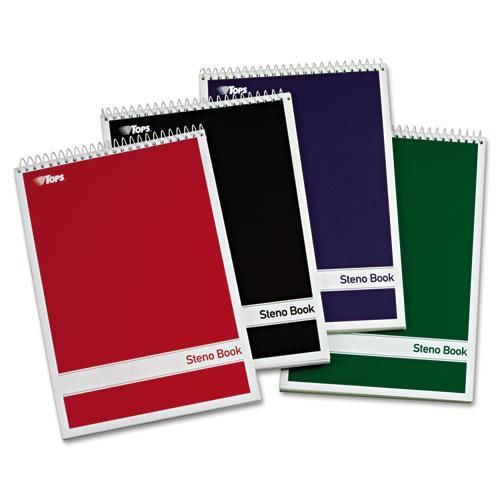 NEW TOPS 80221 Steno Book with Assorted Colored Cover, 6 x 9, Green Tint, 4