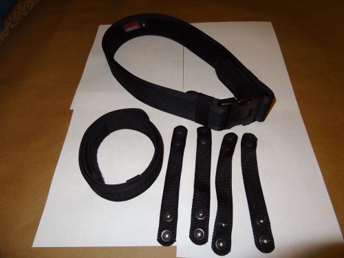 Bianchi black nylon Duty Belt size S with inner nylon velcro belt w/ beltkeepers