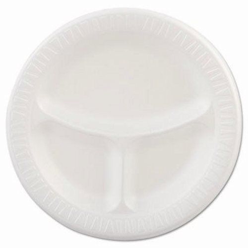 Dart foam plastic plates, 9&#034; dia, white, 3 compartments, 500 plates (dcc9cpwqr) for sale