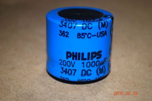 Philips 1000 MFD 200VDC PCB Solder Type Electrolytic Capacitor.