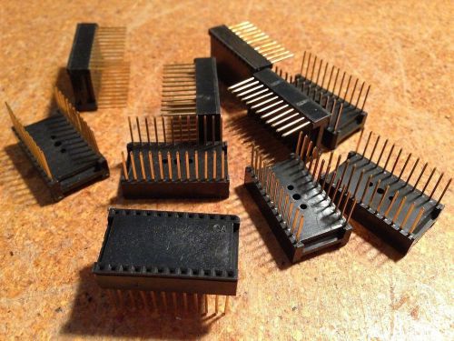 Lot of 10 24 pin standard profile wire wrap IC sockets with gold leads