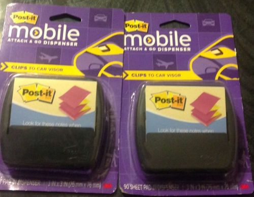 Post-it® mobile attach and go car visor dispenser with 90 sheet pad   lot 2 for sale