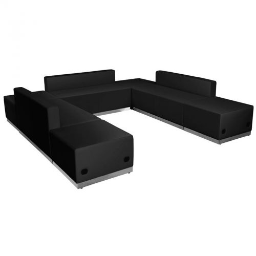 Alon Series Black Leather Reception Set, 7 Pieces (MF-ZB-803-660-SET-BK-GG)