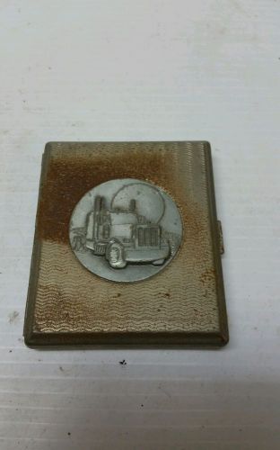 Vintage Metal  business Card holder truck trucker collectible