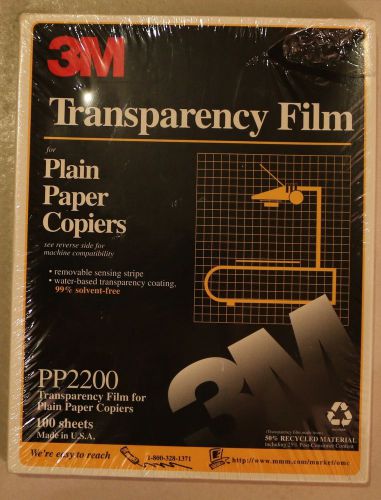3M Plain Paper Copier Transparency Film 100 Sheets PP2200 8-1/2&#034;x11&#034; New Sealed