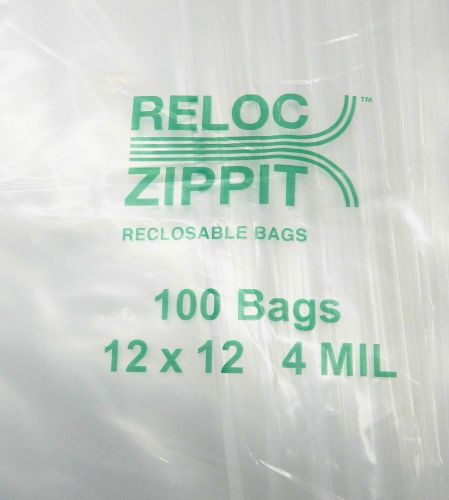100 ZIPLOCK BAGS 12x12 SQUARE 4Mil CLEAR RECLOSABLE ZIP LOCK 4 MIL BAG 12&#034; x 12&#034;