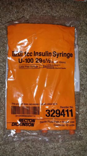 New becton dickinson bd 1cc lo-dose lot of (10) insulin syringe ultra fine u-100 for sale