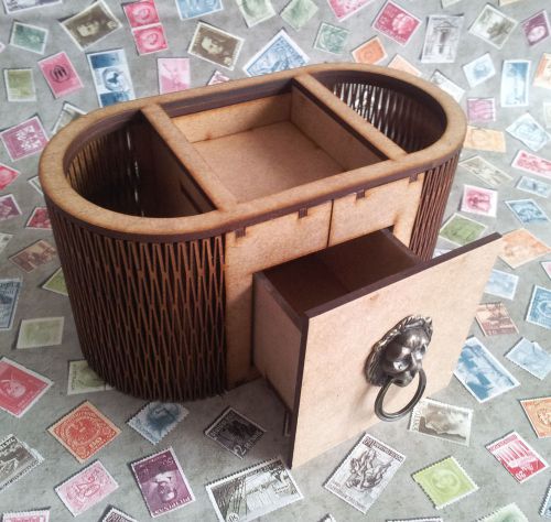 Laser Cut Pencil Holder, Home, Office Decor. Small Box With Lion.