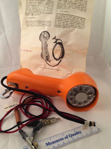 Hand Test Telephone vtg GTE Lineman 801 Rotary Dial Orange 1976 Very Nice!  r1