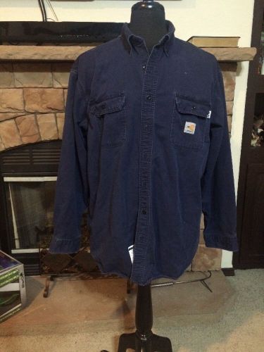 Lot of 2, Carhartt Flame Resistant, Blue Work Shirt, size XL reg