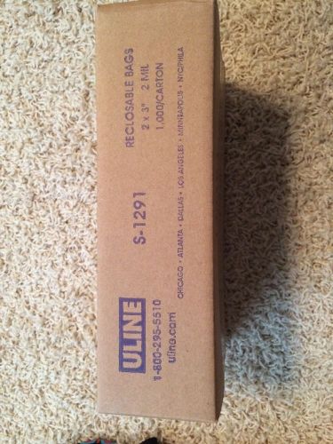 NIB unopened Uline Reclossable Bags 2x3 Inches, 1000 In The BoxS-1291