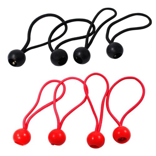8pc Bungee Cord Tie Downs 6 Inch Black and Red with Ball End