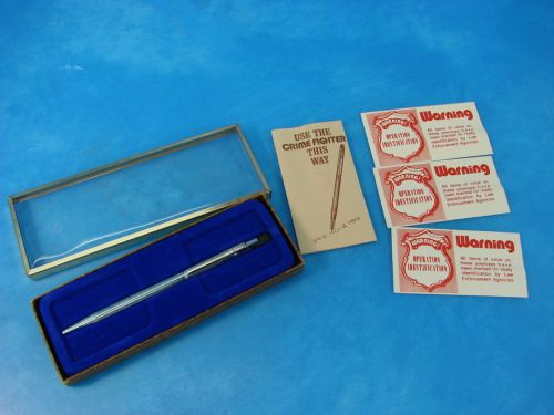 Vintage Crime Fighter Chrome Etching Pen Marker w/ Original Box CAL-AD GIFTS