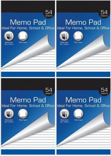 Pack of 4 Pocket Memo Pads Shopping List Note Writing Book White School Office