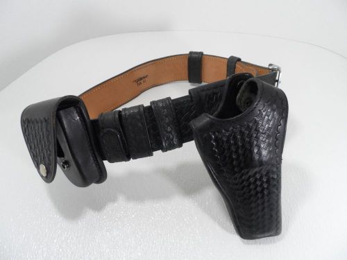 Mixson Leathercraft Police Leather Belt w/ Accessories 32&#034; 71B -  VGC