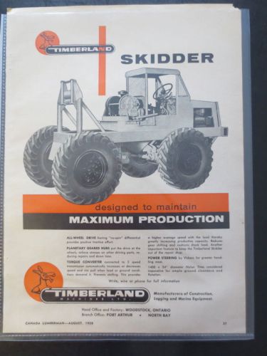 1958 Timberland (Timberjack)  Skidder Vintage Magazine Ad — Rare Item!