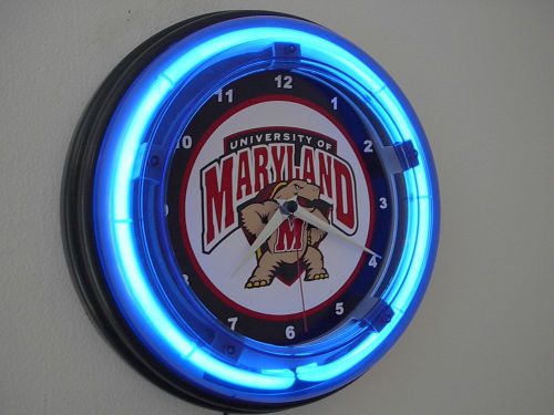 University of Maryland Terps Neon Wall Clock Game Room Sign