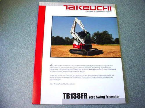 Takeuchi TB138FR Zero Swing Excavator Brochure