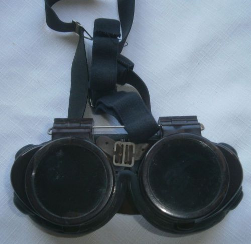 VINTAGE WILLSON SAFTY WELDING GOGGLE GLASSES OR STEAMPUNK MOTORCYCLE Flipup lens