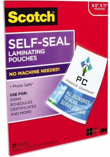 25 Scotch Self-Sealing Laminating Pouches/Sheets 8.5&#034; x 11&#034; Clear