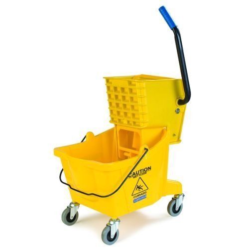 Mop Bucket with Side Press Wringer 26 Quart 6.5 Gallon Yellow Carlisle 3690804