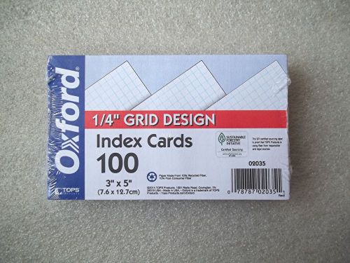 1400 Oxford 1/4&#034; Grid Design 3&#034; x 5&#034; Index Cards (14 x 100/Pack) ~ FREE SHIPPING