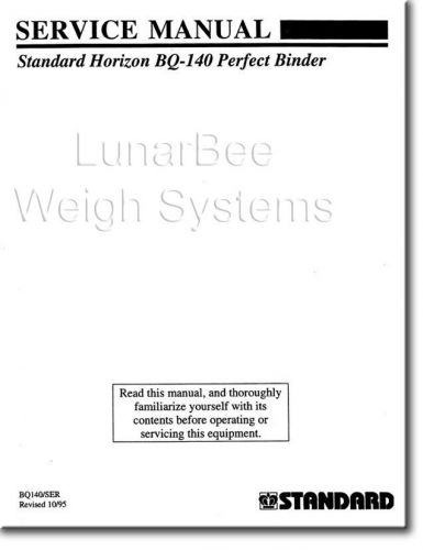 Standard Horizon BQ-140 Perfect Binder Parts and Service Manual Set