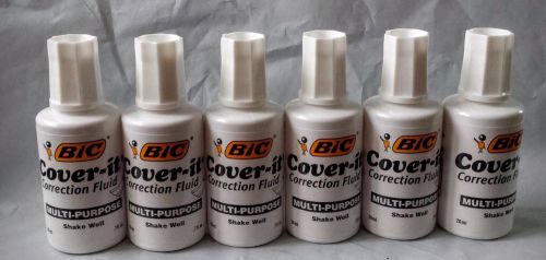 (6) BIC Cover it correction fluid white out .7 oz