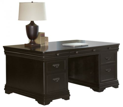 Dark cherry louis philippe double pedestal executive desk - fully assmebled for sale