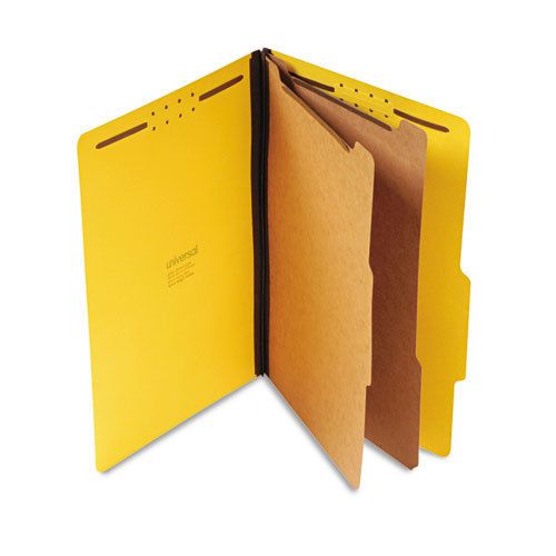 Universal Pressboard Classification Folders, Legal, Six-Section, Yellow, 10/Box